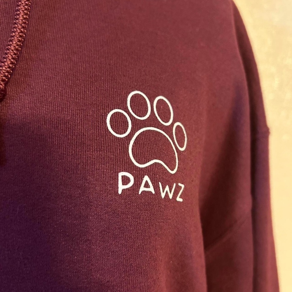 PAWZ Burgundy Dog Mom Sweatshirt hoodie with Paw Print - Picture 3 of 4